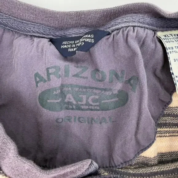 Arizona Jean Co. Men's XLT Striped Henley Shirt‎ - Beige - Picture 5 of 7